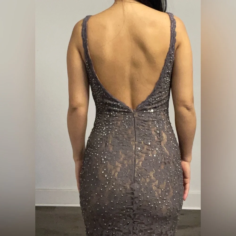 BEADED LACE FITTED SLEEVELESS GOWN BY JOVANI 48994 - Picture 13 of 16